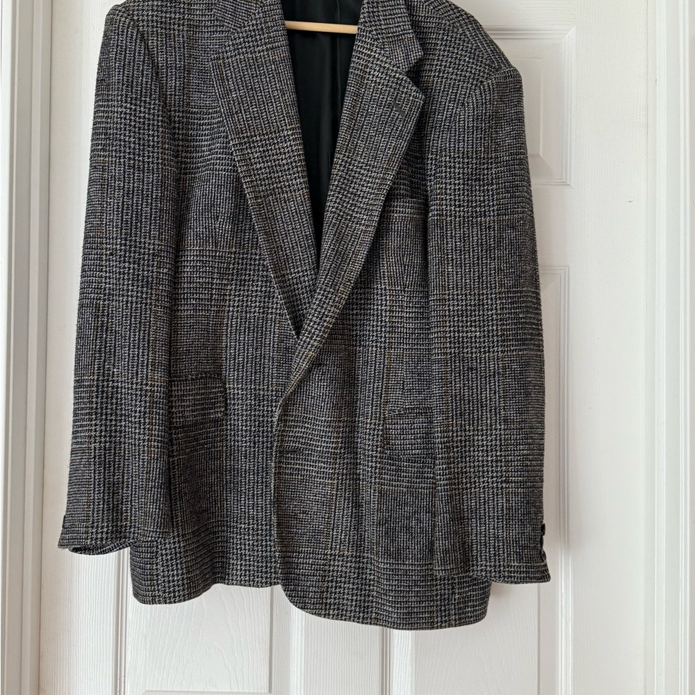 Haggar Men's Black and White Checkered Blazer